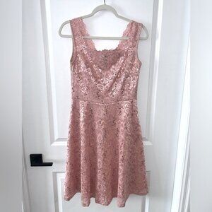 *3 for $10* CLEAROUT A-Line Pink Lace Midi Dress